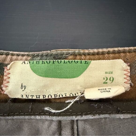 Anthropologie Jefferson Slim Pants Womens Size 29 Utility Green Camo Button Fly - Picture 9 of 13